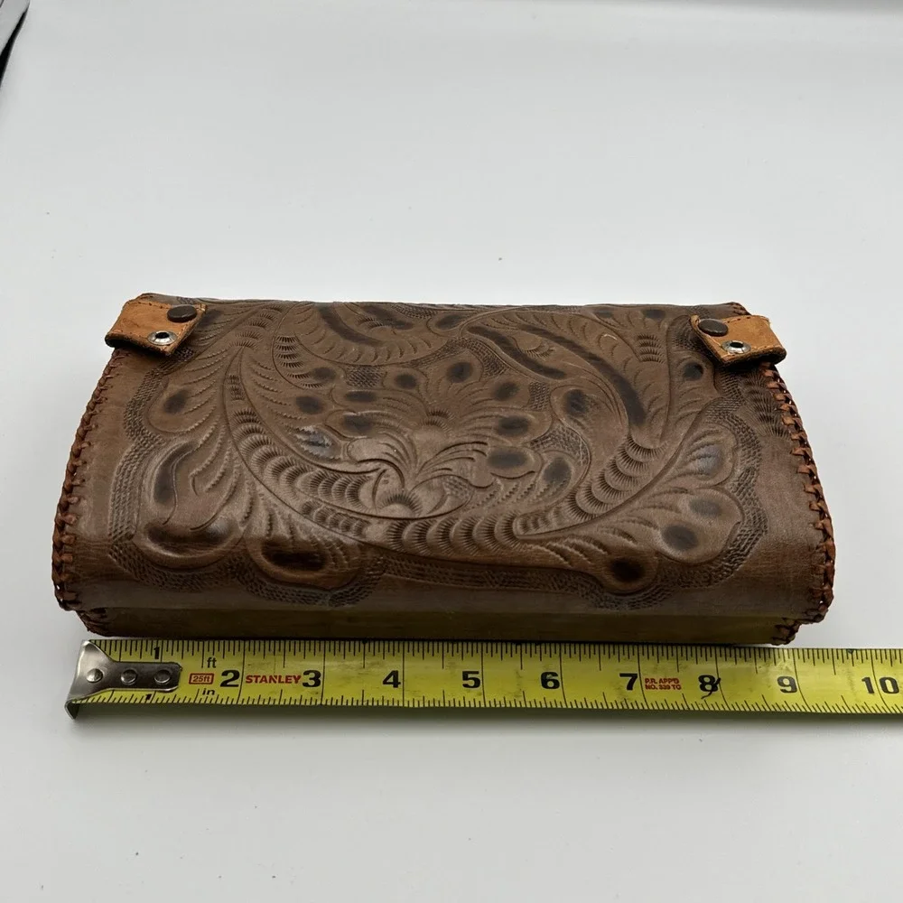 Handmade‎ Rawhide Leather Reversible Purse Handbag Floral Western Style